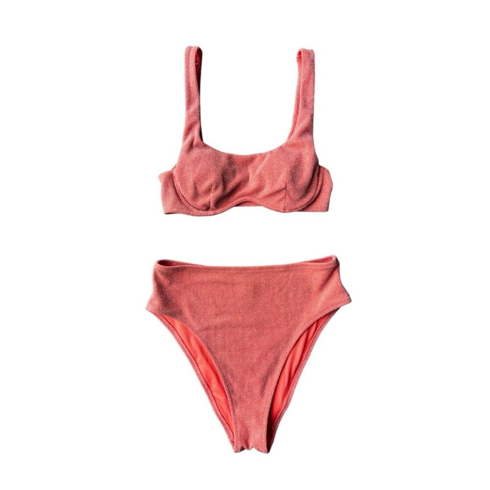 PINK by Victoria’s Secret Coral Sparkle Wave Bikini Swimsuit S/M